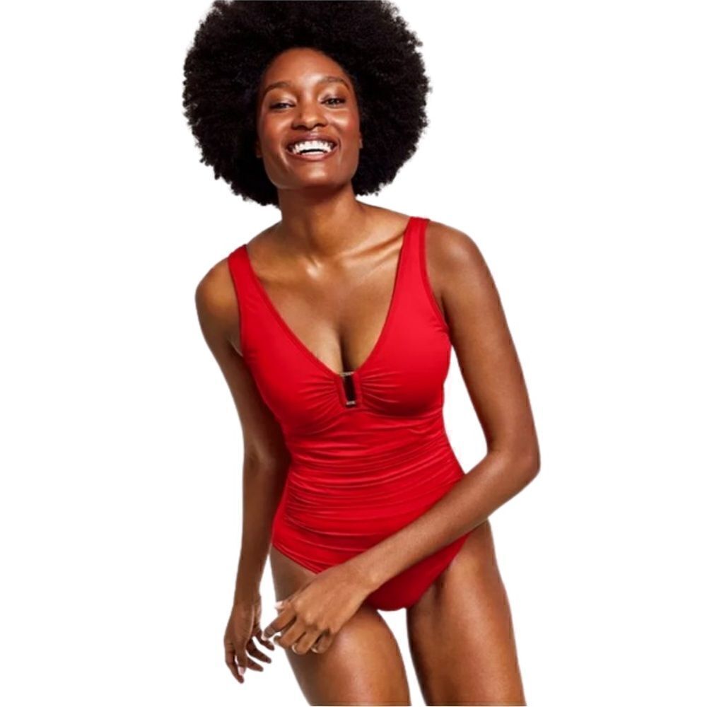 LAUREN RALPH Ralph Lauren Ring Over The Shoulder One Piece Swimsuit New 6 - Picture 9 of 16